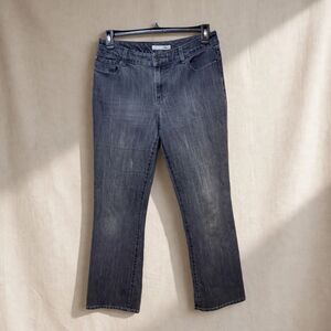 Chicos Platinum Gray Girlfriend Jeans Womens Plus 1 XXL Straight Leg Denim
